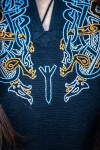 Túnica vikinga "Snorri" con bordado a mano estilo Urnes Negro XXXL