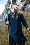 Túnica vikinga "Snorri" con bordado a mano estilo Urnes Negro-Rojo S