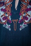 Tunique viking "Snorri" avec broderie manuelle style Urnes Noir-Rouge M