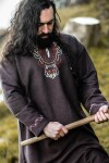 Viking tunic "Freki" with hand embroidery Brown XXXL