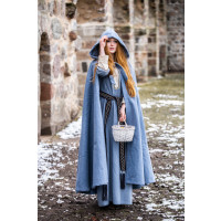 Capa medieval con capucha "Mila" azul paloma