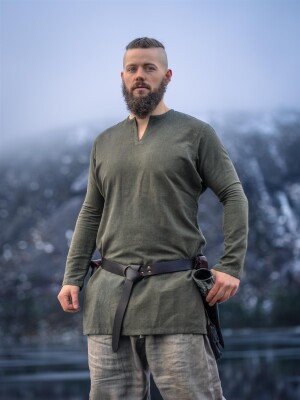 Tunique de lin viking "Ragnar" Vert olive 4XL