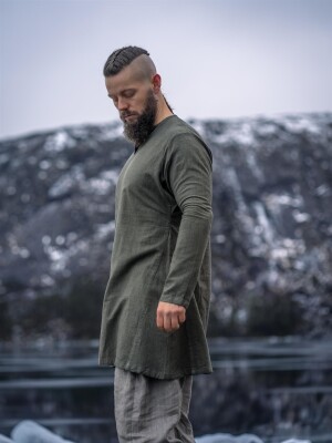 Tunique de lin viking "Ragnar" Vert olive S