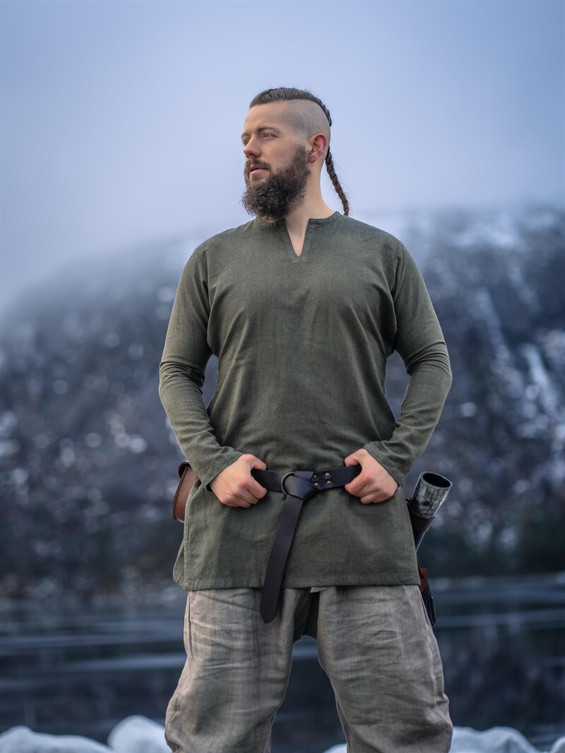 Viking linen tunic "Ragnar" Olive Green XXXL