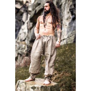 Pantalon de Vikingo en Lino "Wodan" Gris piedra
