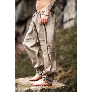 Pantalon de Vikingo en Lino "Wodan" Gris piedra