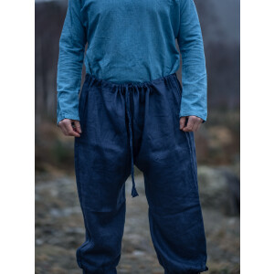 Pantalon de Vikingo en Lino "Wodan" Azul obscuro