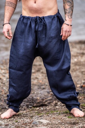 Pantaloni Vichingo di lino "Wodan" Blu scuro M