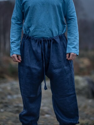 Pantaloni Vichingo di lino "Wodan" Blu scuro M