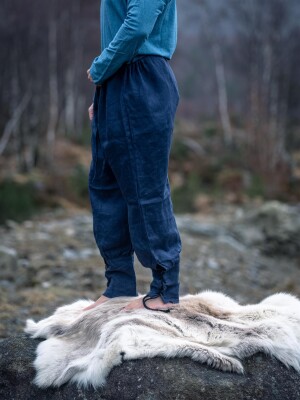Pantalon de Vikingo en Lino "Wodan" Azul obscuro XXXL