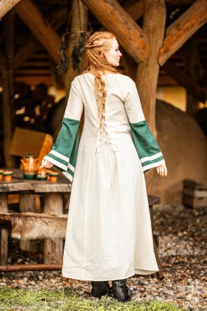 Vestido medieval Dorothea Natural/Verde M