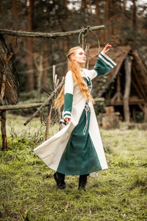 Vestido medieval Dorothea Natural/Verde XL