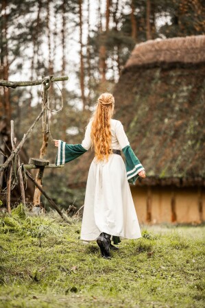 Vestido medieval Dorothea Natural/Verde XL