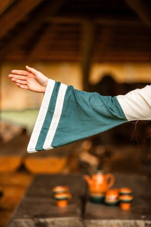 Vestido medieval Dorothea Natural/Verde XL
