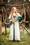 Vestido medieval Dorothea Natural/Verde XXXL