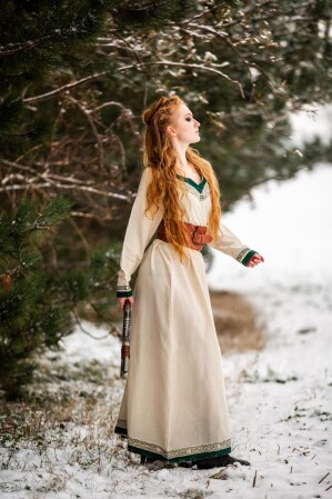 Vestido Vikingo "Lagertha" Natural/Verde L