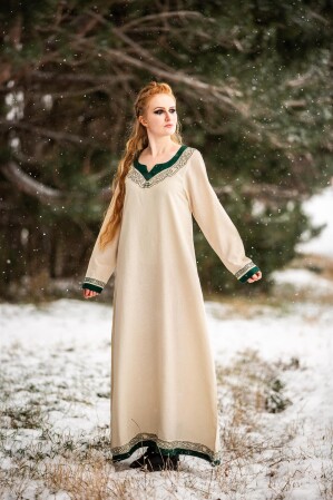 Abito Vichingo "Lagertha" Naturale/Verde M