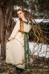 Wikinger Kleid "Lagertha" Natur/Grün XS