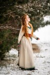 Wikinger Kleid "Lagertha" Natur/Grün XS
