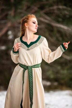 Viking dress "Lagertha" Natural/Green XXXL