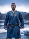 Tunique viking "Snorri" avec broderie manuelle style Urnes Gris-Bleu S