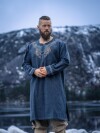 Tunique viking "Snorri" avec broderie manuelle style Urnes Gris-Bleu S