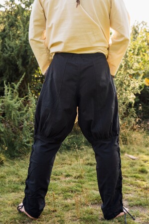 Pantalones vikingos con cordones en las piernas "Magnus" Negro XXL