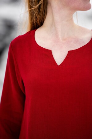 Viking dress 100% linen "Anna" Red M