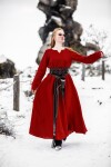 Viking dress 100% linen "Anna" Red M