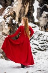 Wikinger Kleid 100% Leinen "Anna" Rot S