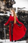 Wikinger Kleid 100% Leinen "Anna" Rot XS