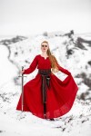 Wikinger Kleid 100% Leinen "Anna" Rot XS