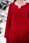 Wikinger Kleid 100% Leinen "Anna" Rot XS