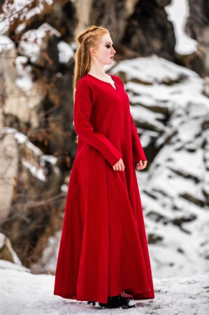 Viking dress 100% linen "Anna" Red XXXL