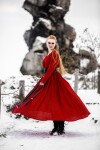 Viking dress 100% linen "Anna" Red XXXL