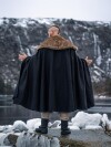 Wikinger Umhang "Janne" mit Kunstfell Schwarz