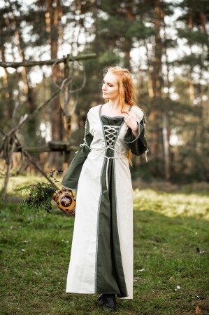 Mittelalter Kleid Amalia Natur/Grün S