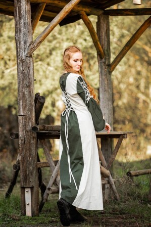 Vestido Medieval Amalia Natural/Verde XL