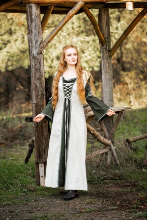 Medieval dress Amalia Natural/Green XXL