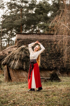 Medieval skirt "Isabella" Red/Natural L/XL