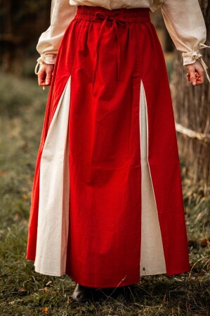 Falda medieval "Isabella" Rojo/Natural S/M
