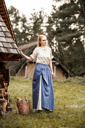 Mittelalter Rock "Elise" Blau/Natur L/XL