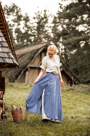 Mittelalter Rock "Elise" Blau/Natur XXL/XXXL