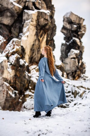 Robe viking 100% lin "Anna" Bleu L