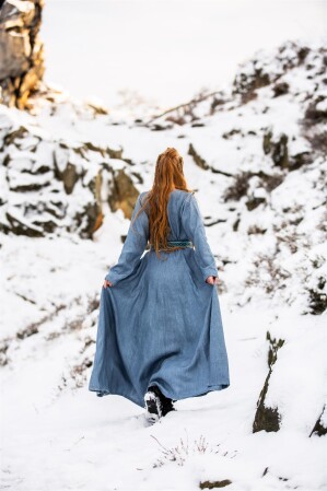 Viking dress 100% linen "Anna" Dove Blue S