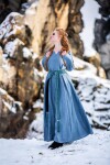 Viking dress 100% linen "Anna" Dove Blue S