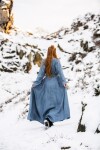 Wikinger Kleid 100% Leinen "Anna" Taubenblau XS
