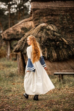 Robe médiévale Dorothea Ècru/Bleu M