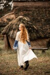 Mittelalter Kleid Dorothea Natur/Blau S