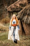 Mittelalter Kleid Dorothea Natur/Blau S
